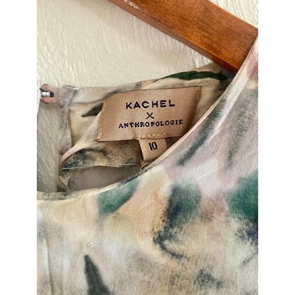 Anthropologie X Kachel Chiara Ruffle Long Sleeve Watercolor Midi Dress 6 (UK 10) - Picture 8 of 16